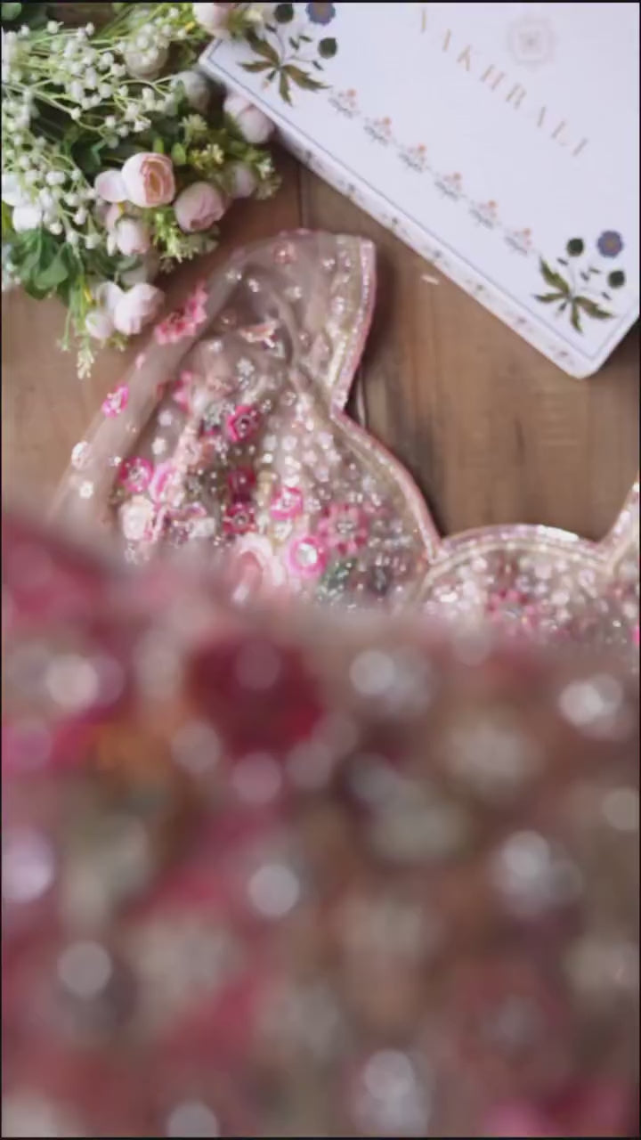 Tiararose Beige Net Floral Embroidered Saree